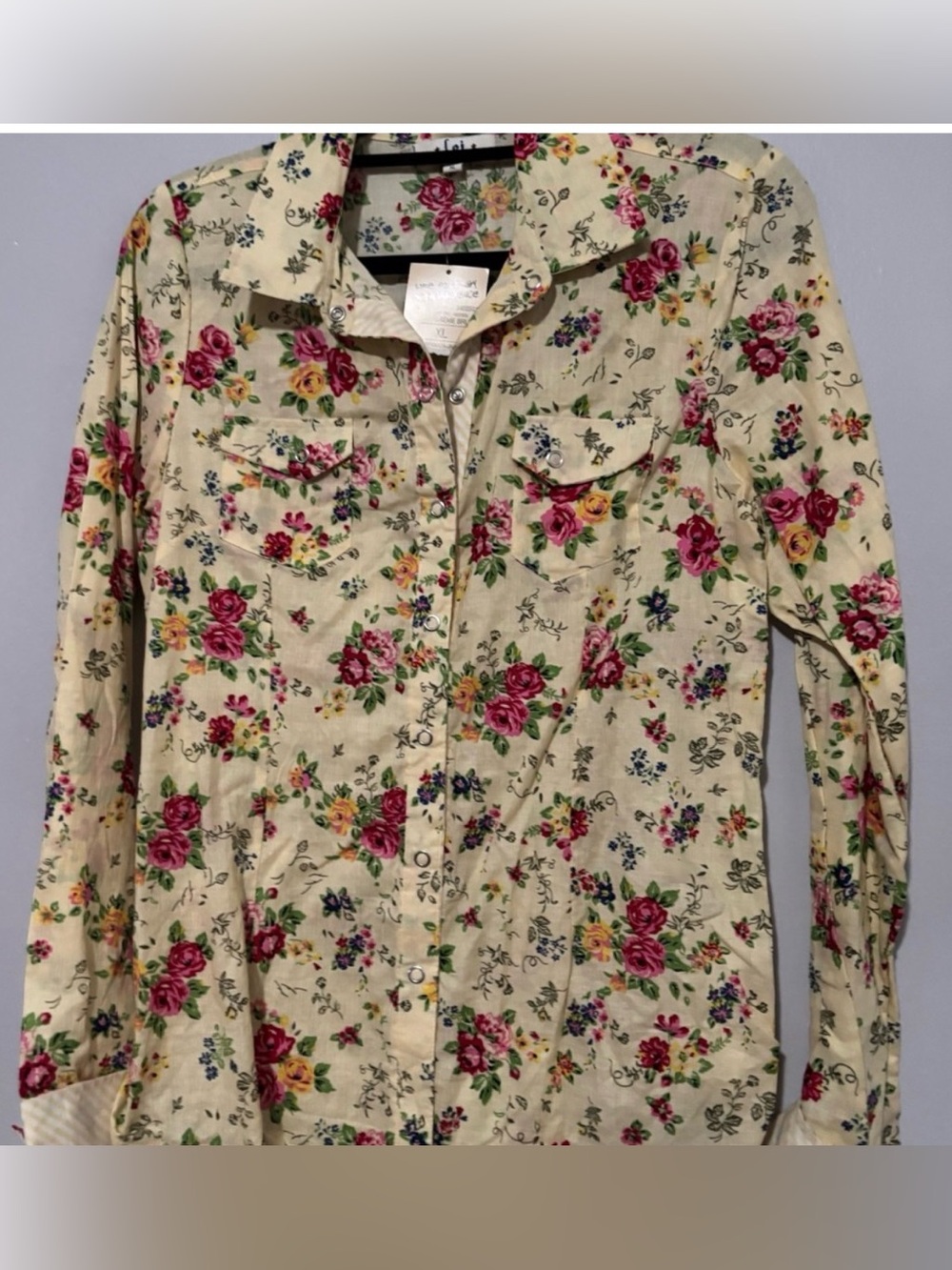 lei Floral Button-Down Shirt in Cream, Pink, Yellow, Blue